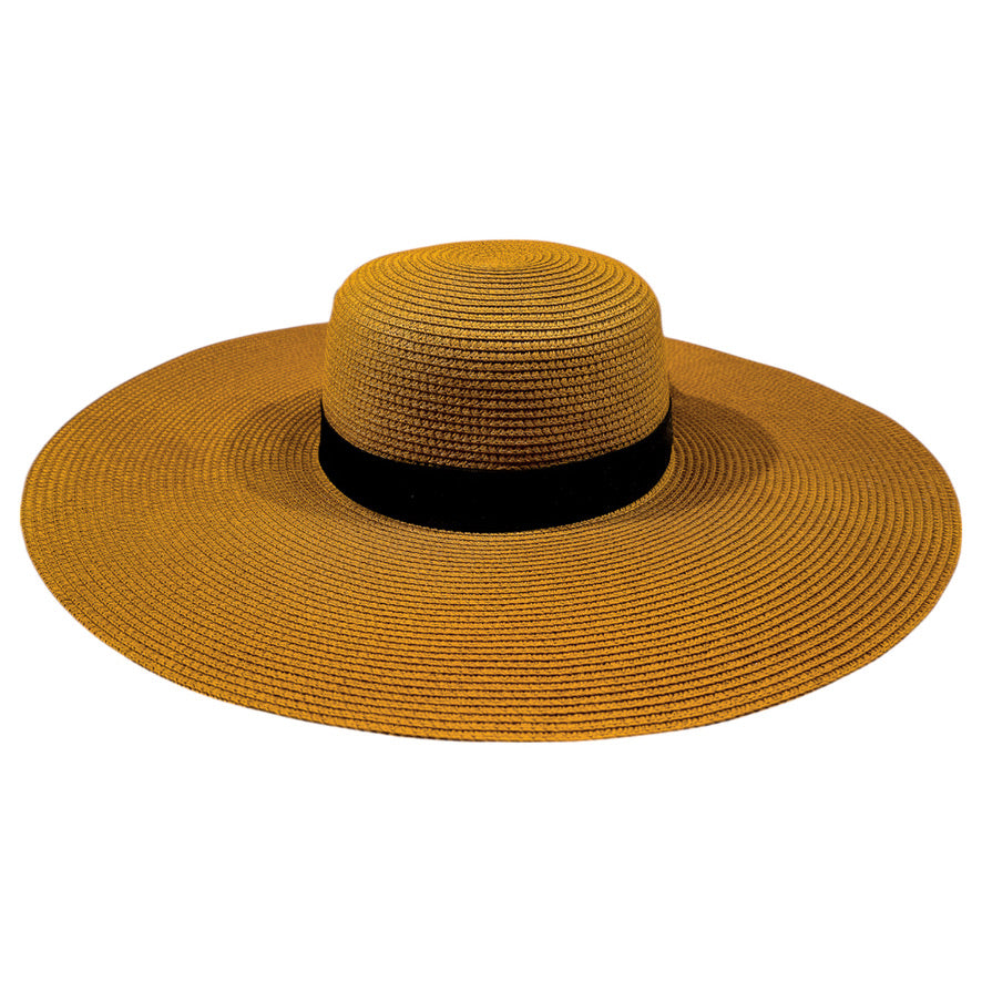 Damazo Soleil silk-lined wide brim sun hat in tan for curly hair