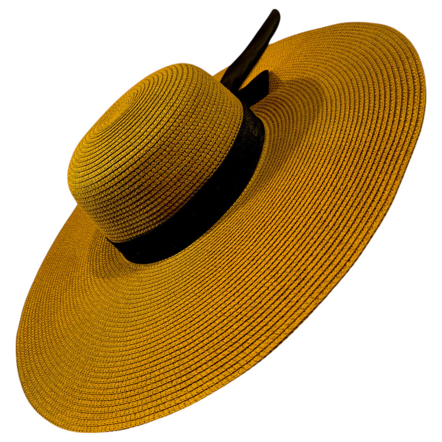 Damazo Soleil silk-lined wide brim sun hat in tan for curly hair
