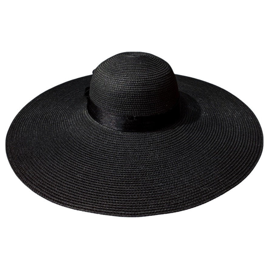 Damazo Soleil silk-lined wide brim sun hat in black for curly hair