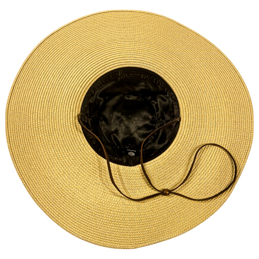 Damazo Soleil silk-lined wide brim sun hat in beige for curly hair