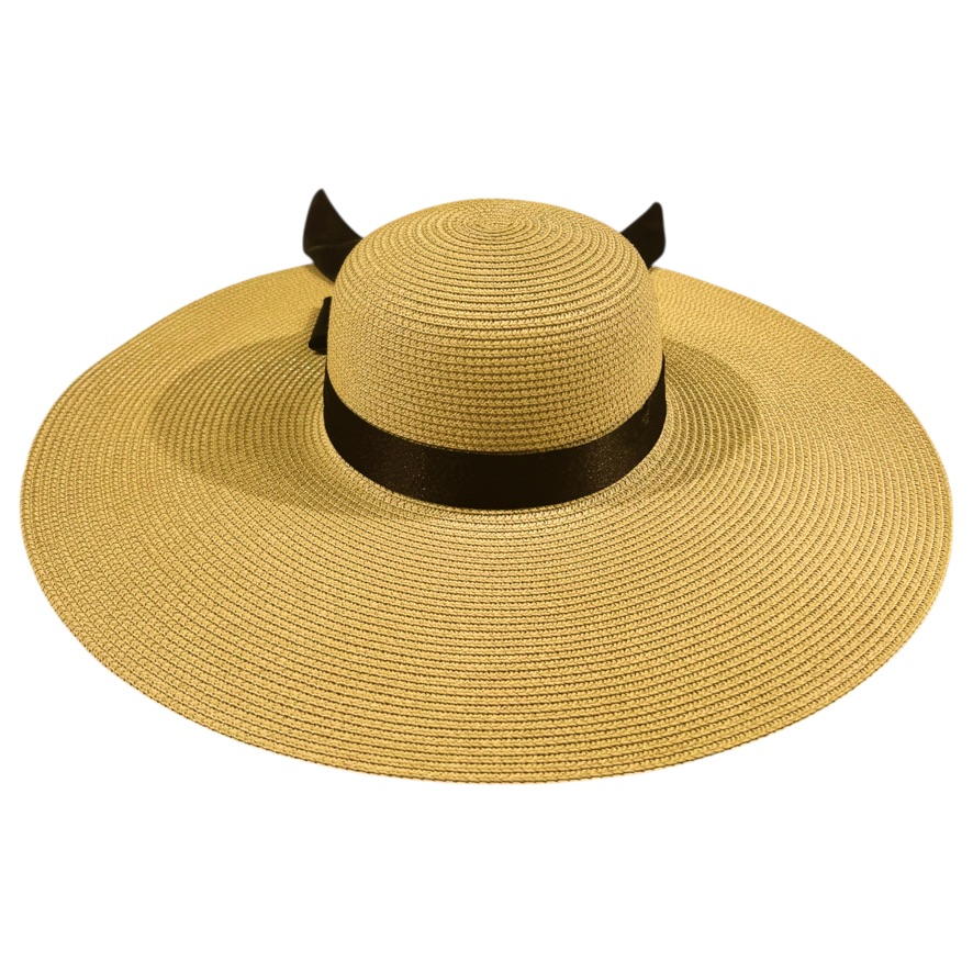 Damazo Soleil silk-lined wide brim sun hat in beige for curly hair