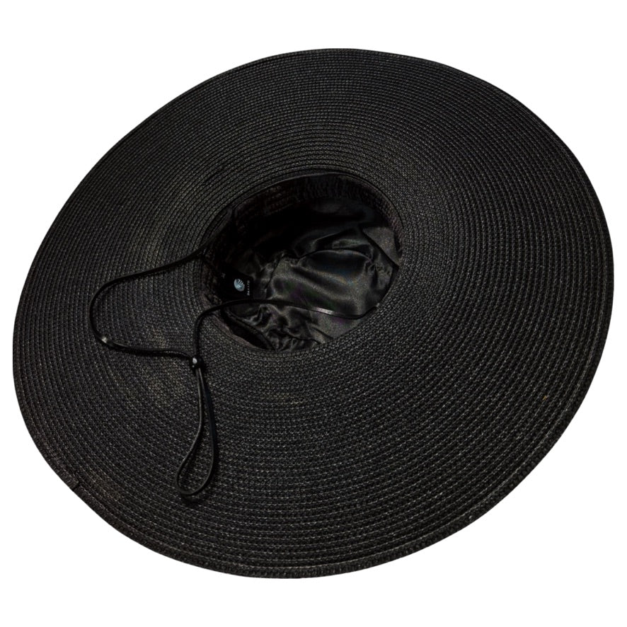 Damazo Soleil silk-lined wide brim sun hat in black for curly hair