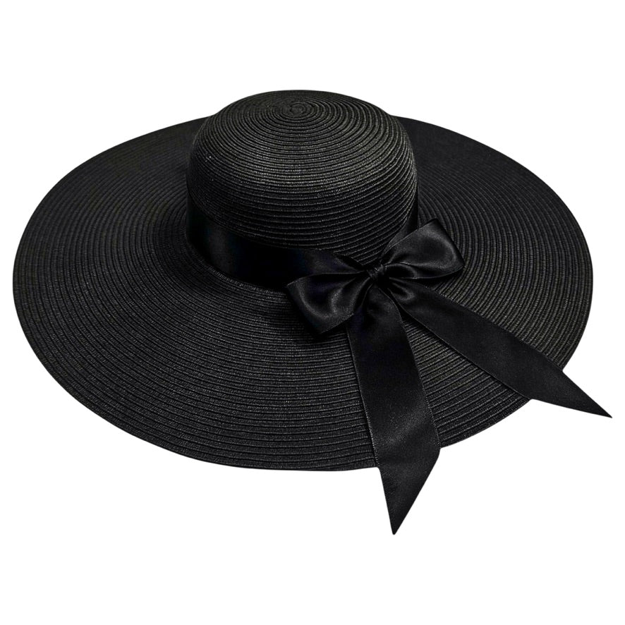 Damazo Soleil silk-lined wide brim sun hat in black for curly hair