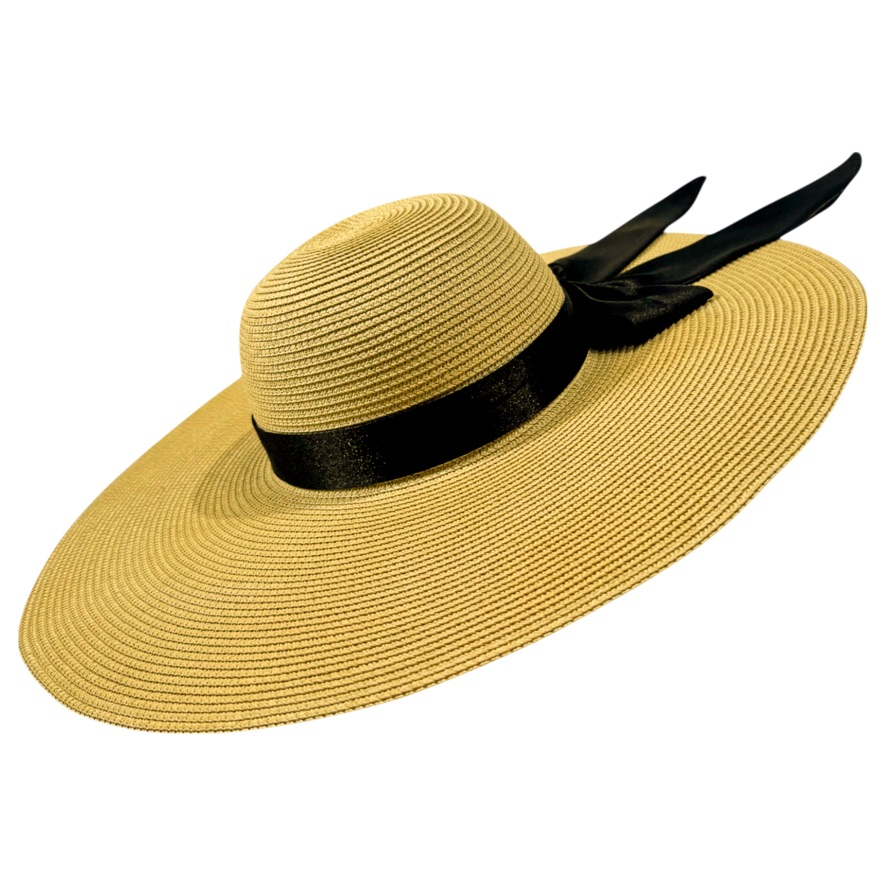 Damazo Soleil silk-lined wide brim sun hat in beige for curly hair