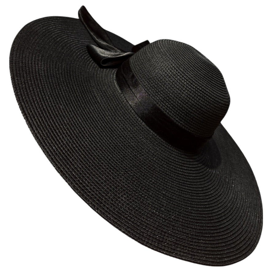 Damazo Soleil silk-lined wide brim sun hat in black for curly hair