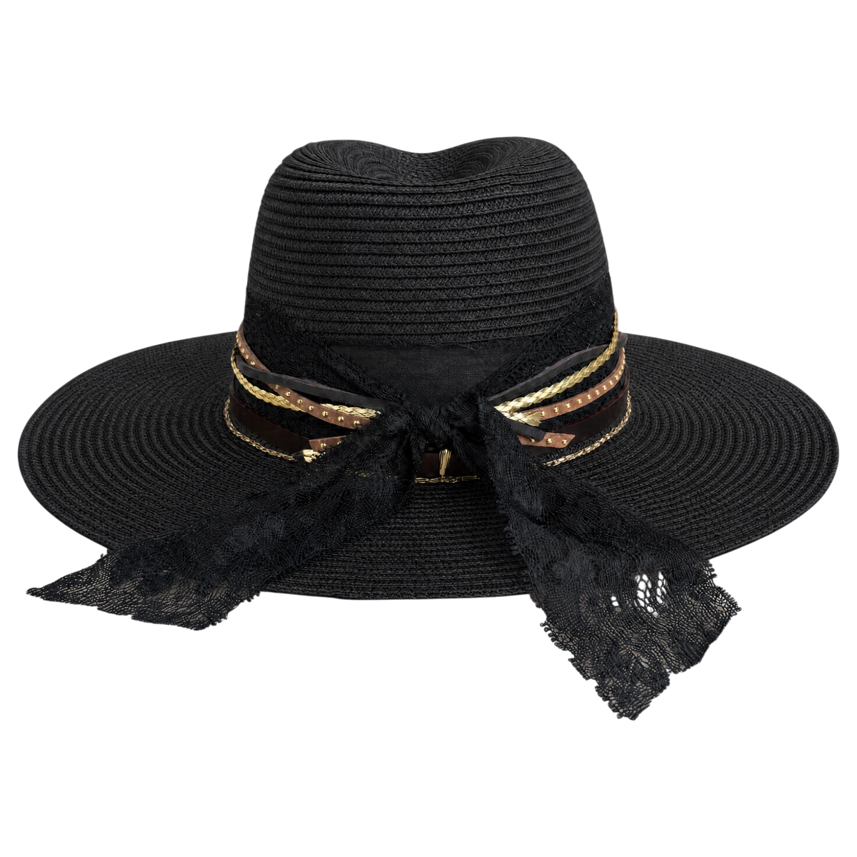 Damazo Bohemian Lace — silk-lined straw fedora with a 100% mulberry silk-lined crown, made for curly, coily, wavy and straight hair