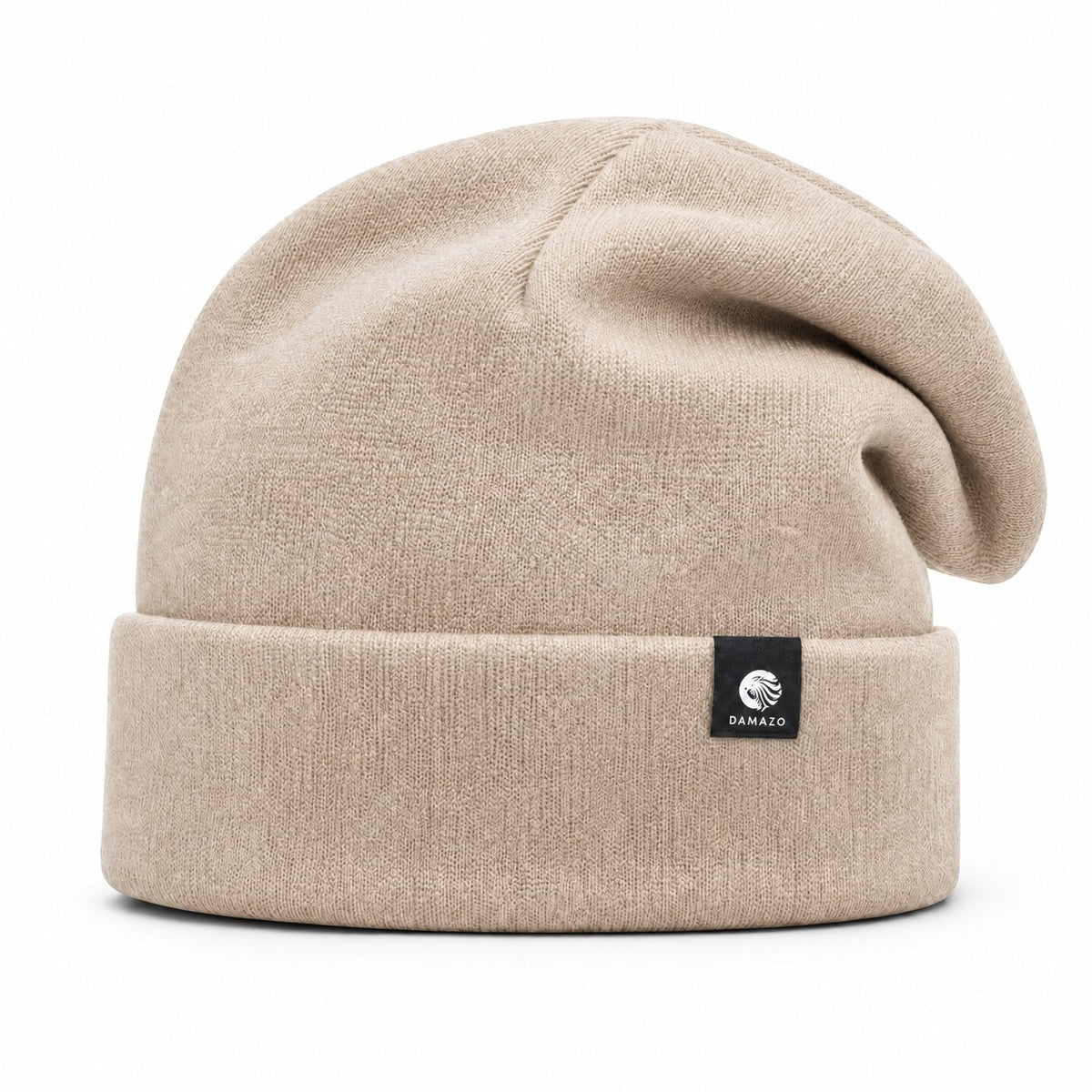 Cream NYX Oversized silk-lined wool beanie, front view