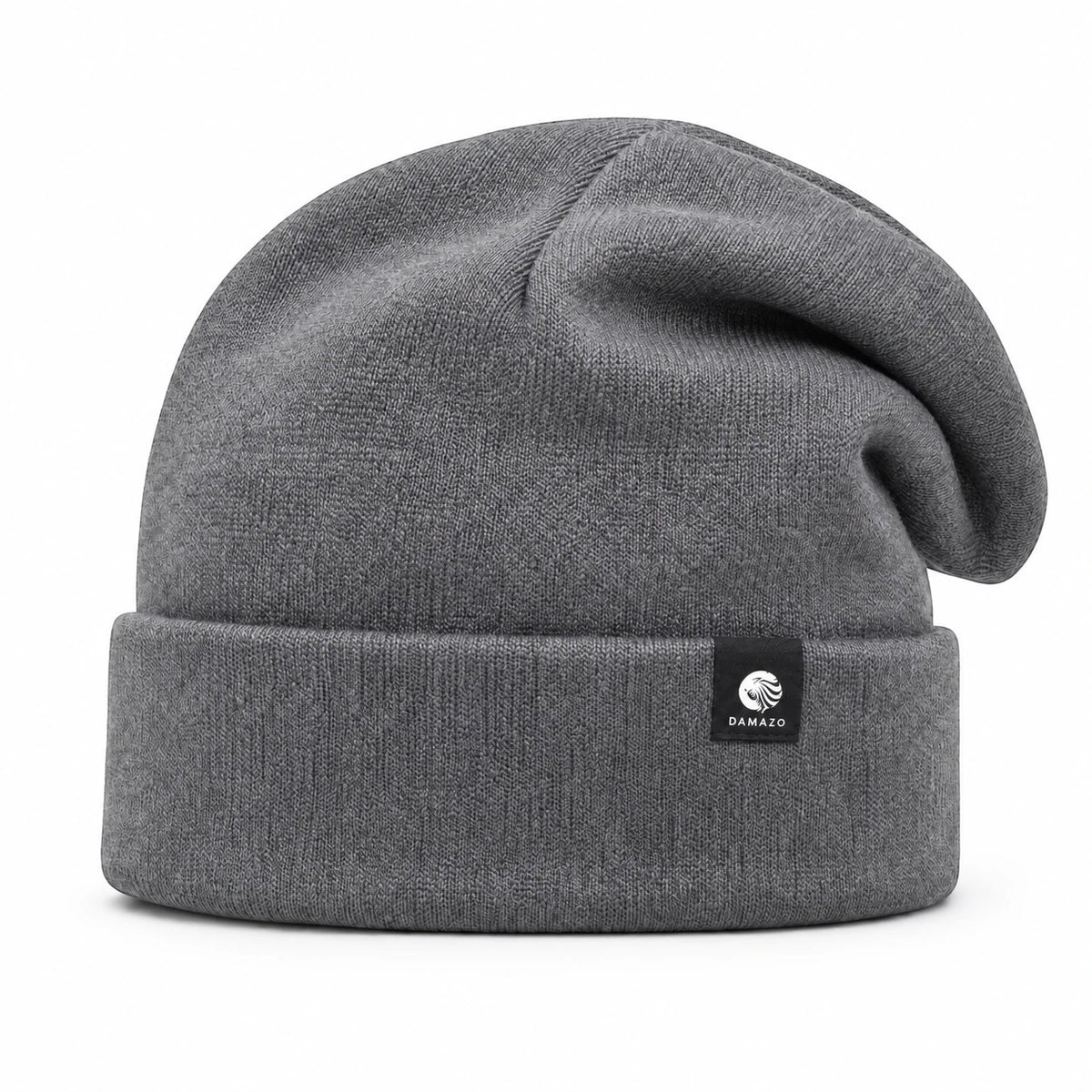 Grey NYX Oversized silk-lined wool beanie, front view