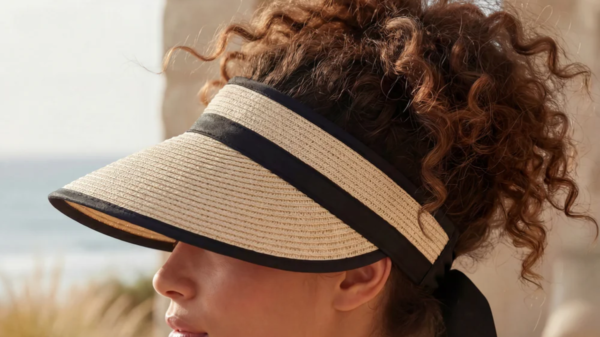 Woman wearing a visor