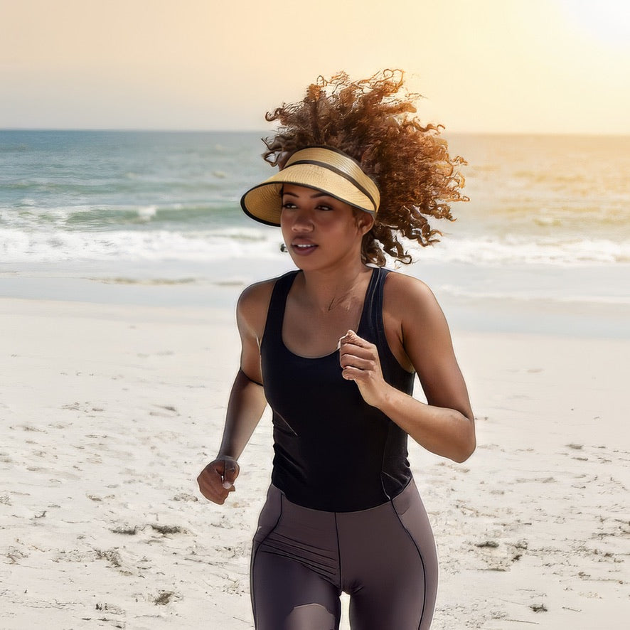 Woman wearing Damazo Eos visor during outdoor activities