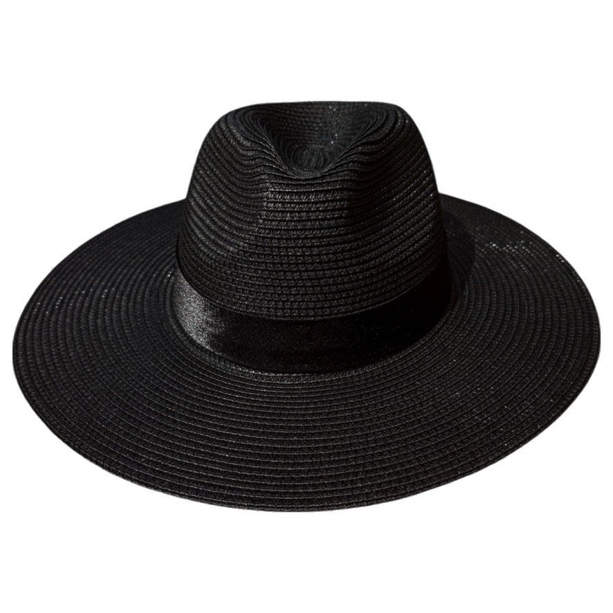 Damazo Soteria black fedora with wide brim and silk interior lining