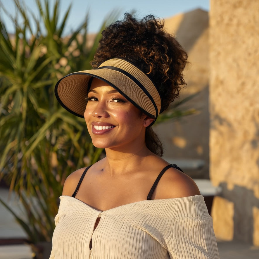Woman wearing Damazo Eos visor during outdoor activities