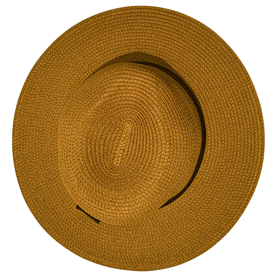 Damazo Soteria tan fedora with wide brim and silk interior lining