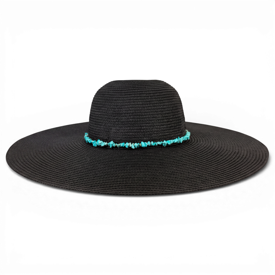Turquoise · Silk-Lined Wide-Brim Sun Hat