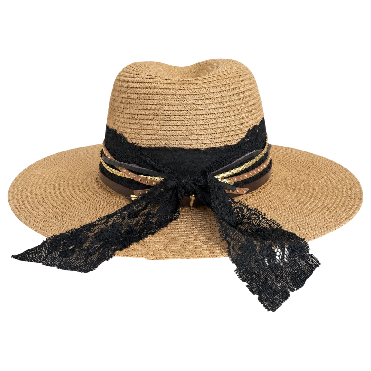 Damazo Bohemian Lace — silk-lined straw fedora with a 100% mulberry silk-lined crown, made for curly, coily, wavy and straight hair