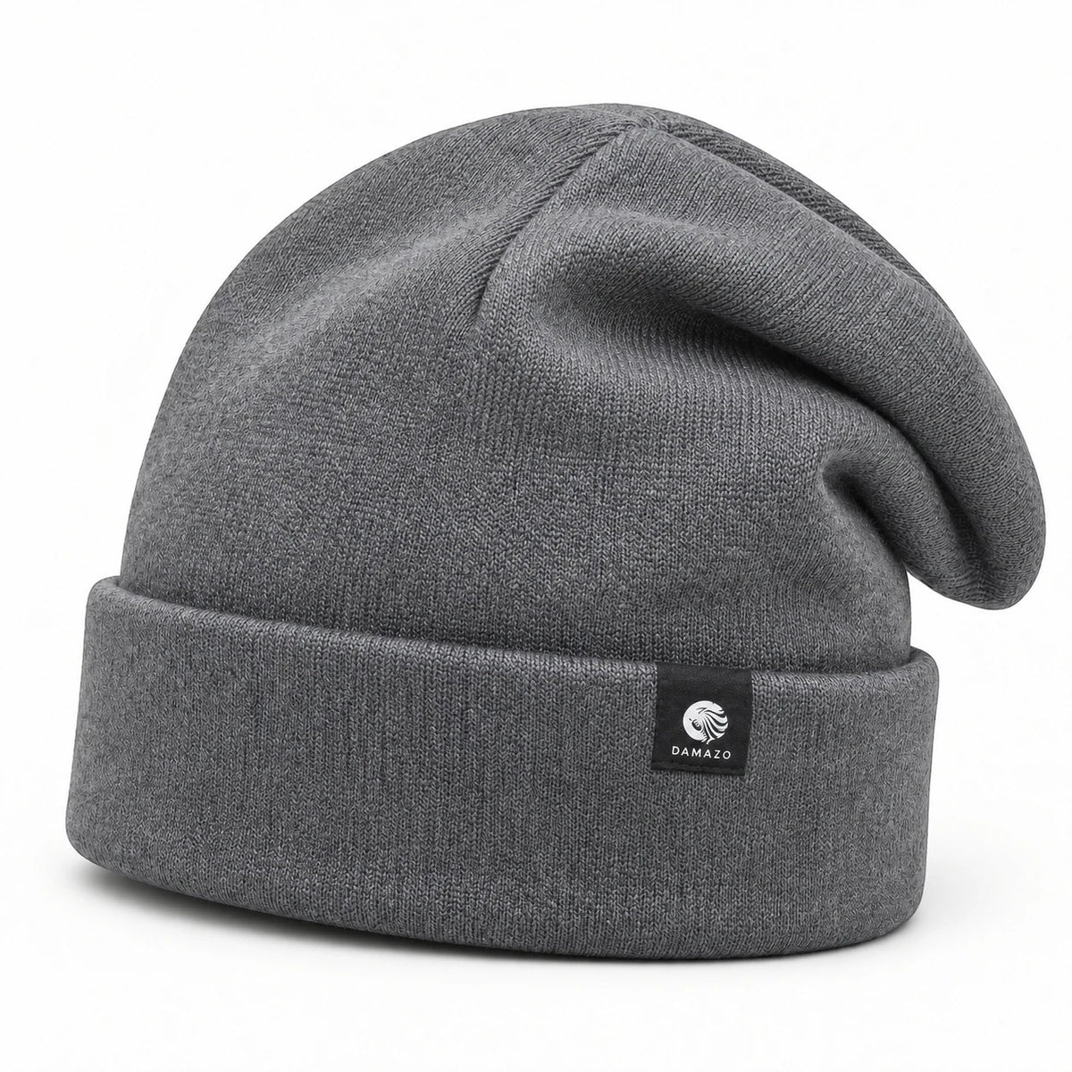 Grey NYX Oversized silk-lined wool beanie, three-quarter view
